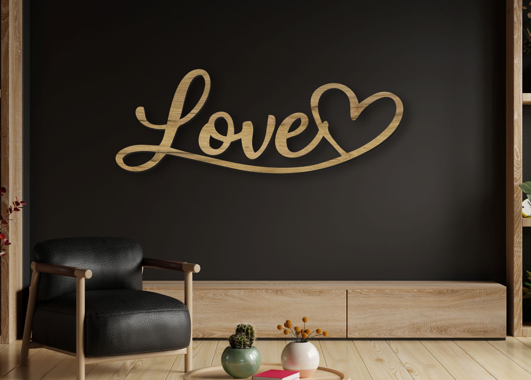 Fa fali felirat – Love, szívvel