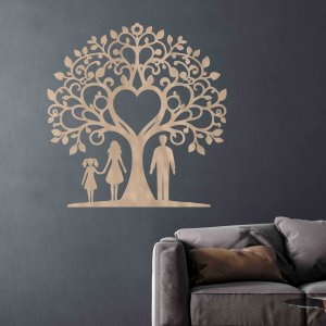 Családfa fából a falra - Anya, apa és lánya