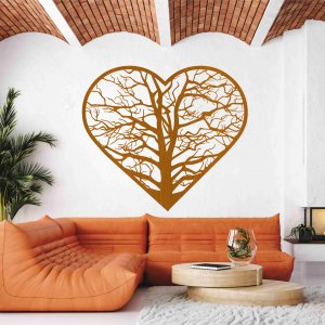 Fából készült életfa a falon - szív