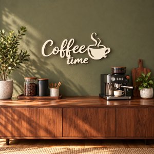 Fa fali felirat – Coffee time, kávéscsészével