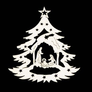 Karácsonyi dísz - Karácsonyfa és Születés 9 cm