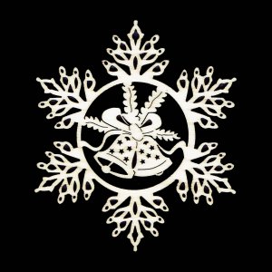 Karácsonyi dísz - Hópehely csengettyűvel 9 cm