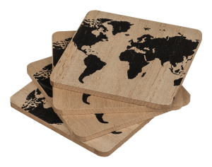 Fából készült tálcák világtérkép - Fekete