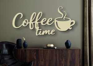 Fa fali felirat – Coffee time, kávéscsészével