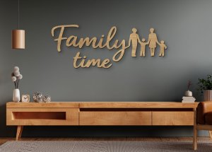 Fa fali felirat – Family time, családi sziluettel