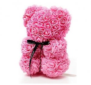 Rózsából készült mackó - rózsaszín 25 cm
