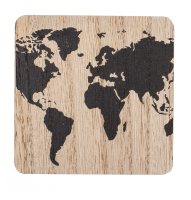 Fából készült tálcák világtérkép - Fekete