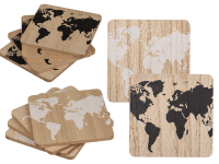 Fából készült tálcák Világtérkép - fehér