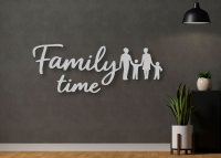 Fa fali felirat – Family time, családi sziluettel
