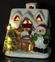 Ház hóemberrel és LED világítással