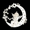 Karácsonyi dísz - Angyal a Holdon trombitával 9 cm